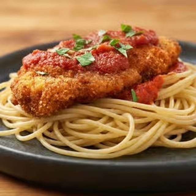 Pasta with Veal Parmigiana.