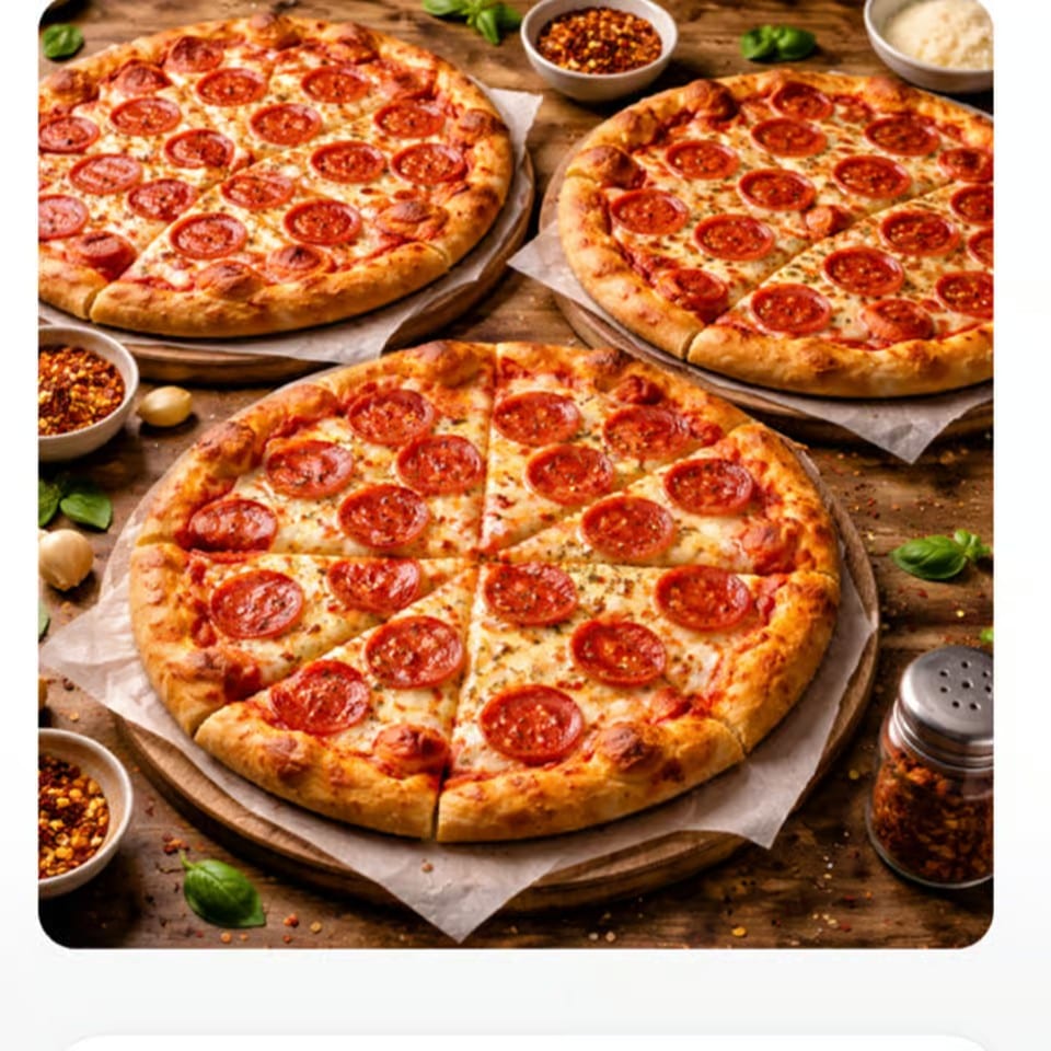 Three 16" Pizza with One Topping.